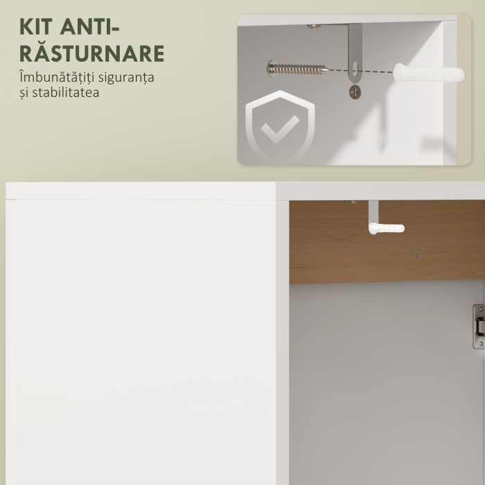  Dulap Sub Chiuveta pentru Baie, Dulap Depozitare Baie cu Usi cu inchidere Silentioasa, pentru Lavoar fara Coloana, Alb [7]