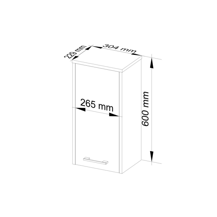 Dulap suspendat baie FIN cu 1 usa si raft interior, PAL laminat, 30x22x60 cm, alb [3]