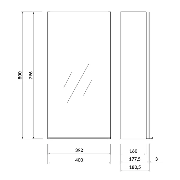 Dulap suspendat cu oglinda Cersanit Virgo gri stejar 40 cm [2]
