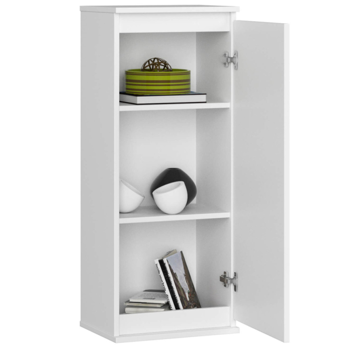 Dulap suspendat, cu usa si 3 rafturi interioare, PAL 16 mm, 40x30x99 cm, alb [2]