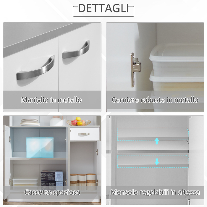  Dulap Suspendat de Bucatarie din Lemn, Alb, 101x39x180cm [5]