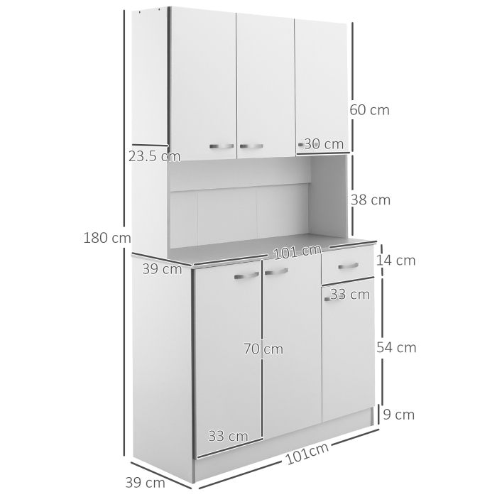  Dulap Suspendat de Bucatarie din Lemn, Alb, 101x39x180cm [3]