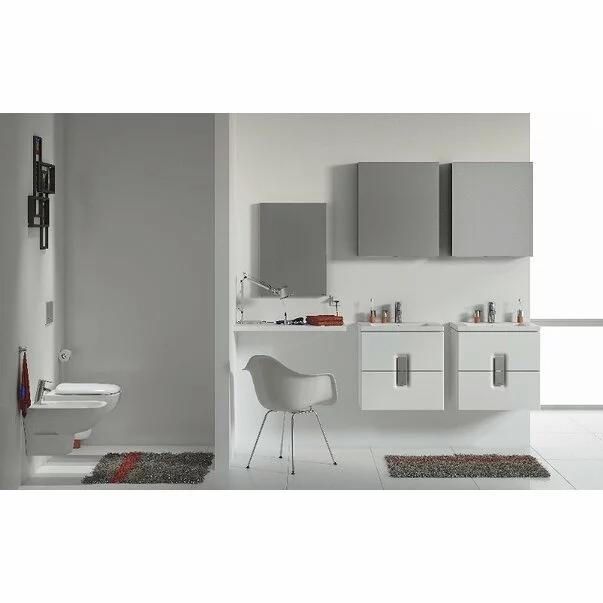 Dulap suspendat pentru lavoar Kolo Twins 2 sertare mdf alb 50 cm [3]