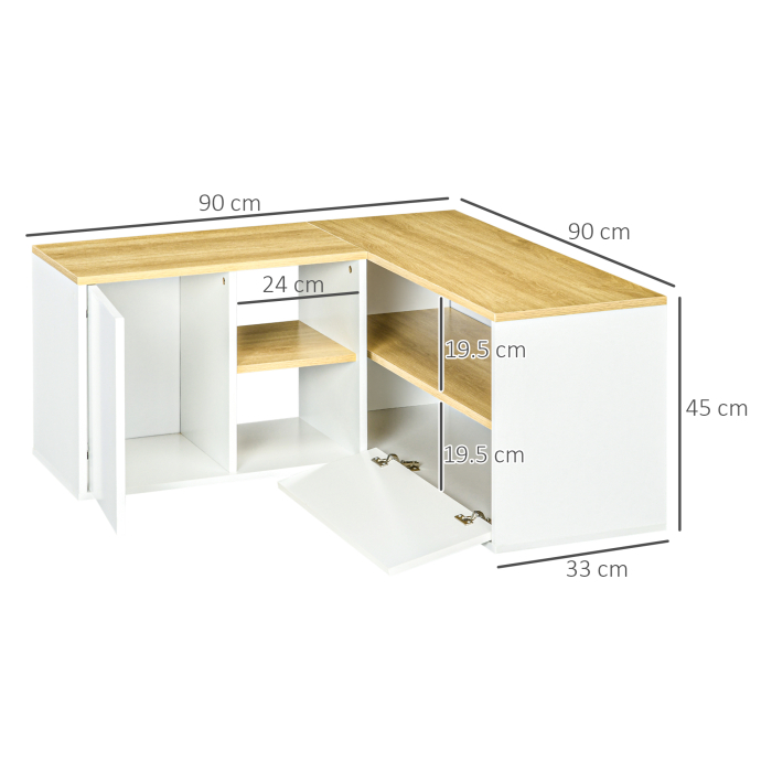  Dulap TV in Forma L - 90×90×45 cm cu Rafturi si Dulapuri [3]
