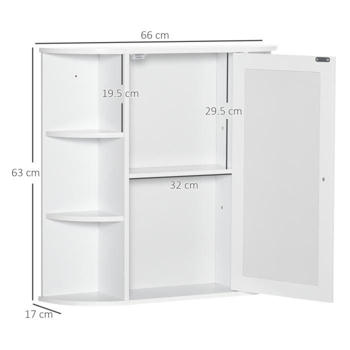  Dulapior Baie cu Oglinda - Lemn Alb 66×17×63 cm [3]