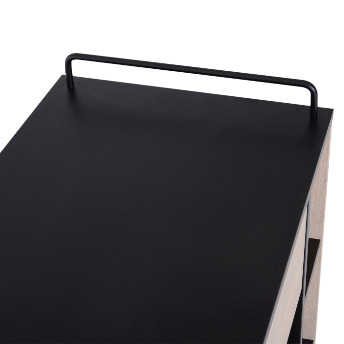  Dulapior Bucatarie cu Roti - Stejar & Negru, 76.5×40×82 cm [7]