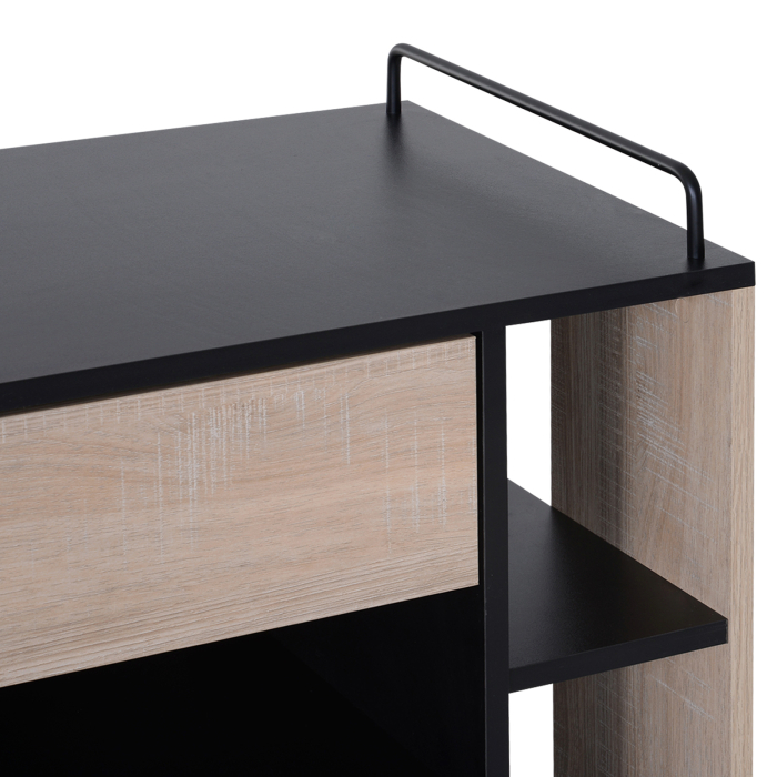  Dulapior Bucatarie cu Roti - Stejar & Negru, 76.5×40×82 cm [8]