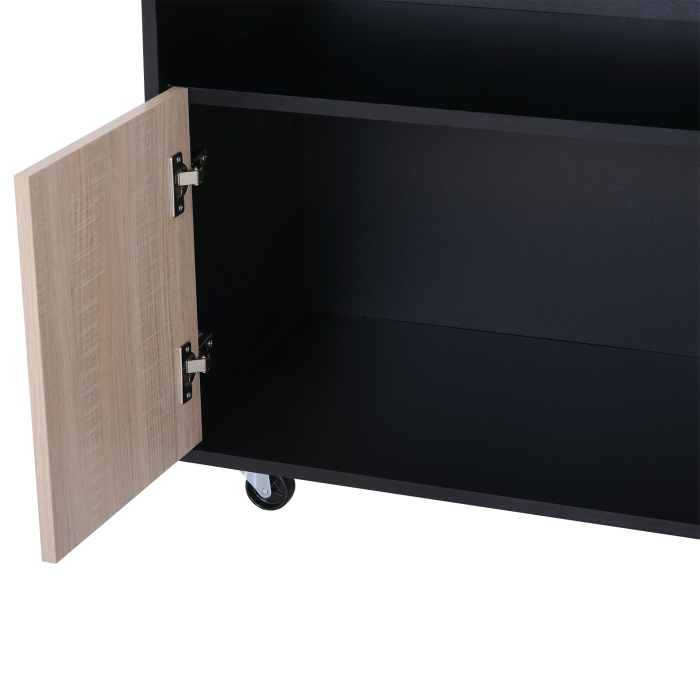  Dulapior Bucatarie cu Roti - Stejar & Negru, 76.5×40×82 cm [9]