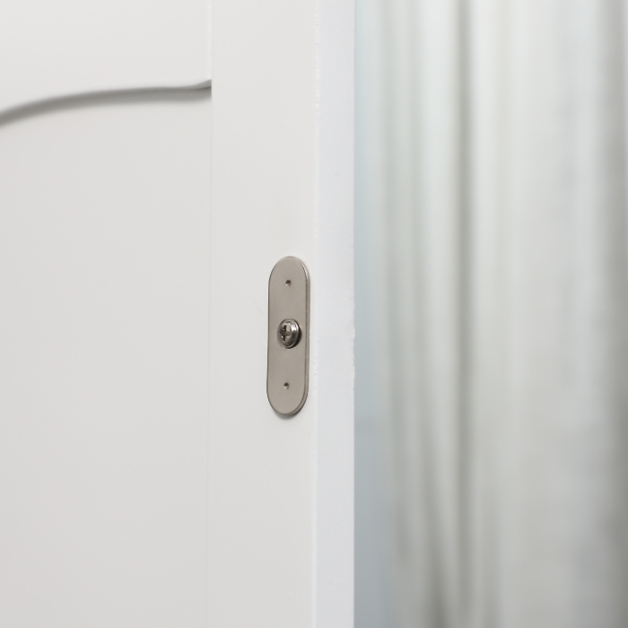  Dulapior de baie cu Raft cu 3 niveluri, din MDF Lacuit, 34x30x163cm, Alb si Gri [8]