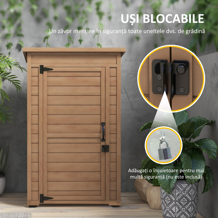  Dulapior de Depozitare in Aer Liber, sopron Mic din Lemn pentru Gradina [7]