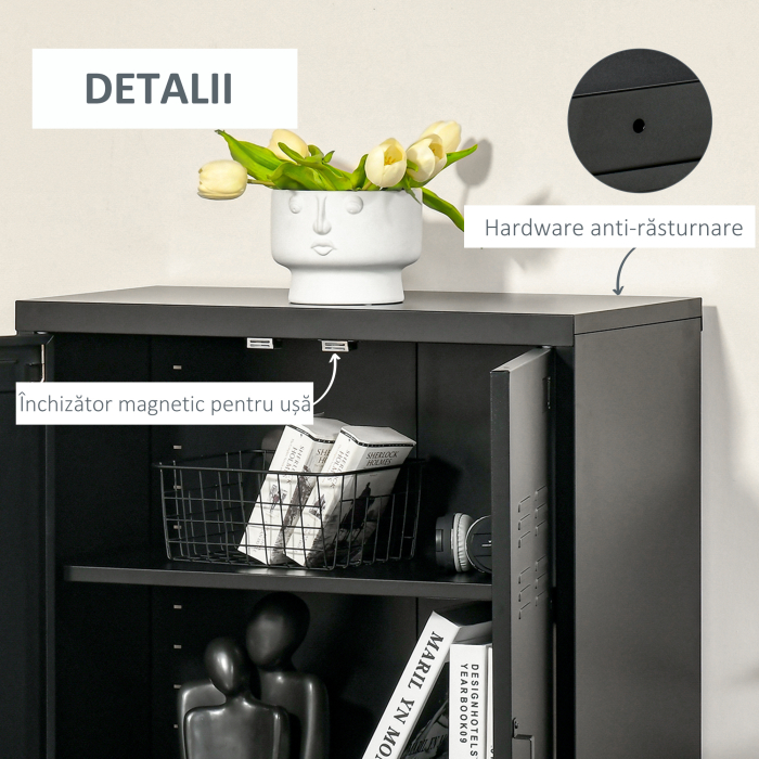  Dulapior Multifunctional cu 2 Usi Stil Industrial, Dulapior Metalic pentru Casa si Garaj - Gri [6]