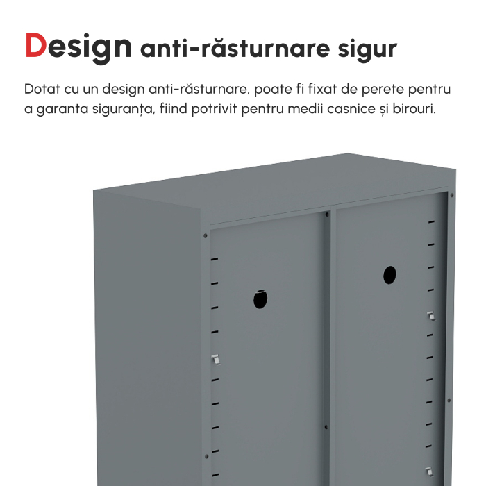  Dulapior Multifunctional cu 2 Usi Stil Industrial, Dulapior Metalic pentru Casa si Garaj - Gri [6]