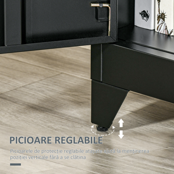  Dulapior Multifunctional cu 2 Usi Stil Industrial, Dulapior Metalic pentru Casa si Garaj - Gri [7]