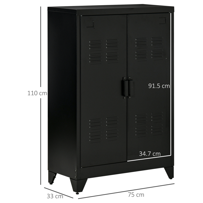  Dulapior Multifunctional cu 2 Usi Stil Industrial, Dulapior Metalic pentru Casa si Garaj - Gri [3]