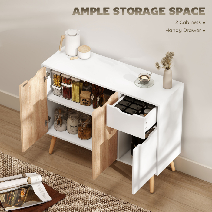 Dulapior Multifunctional  din Lemn cu Sertar si Dulapioare in Stil Nordic, 90x30x72cm [4]