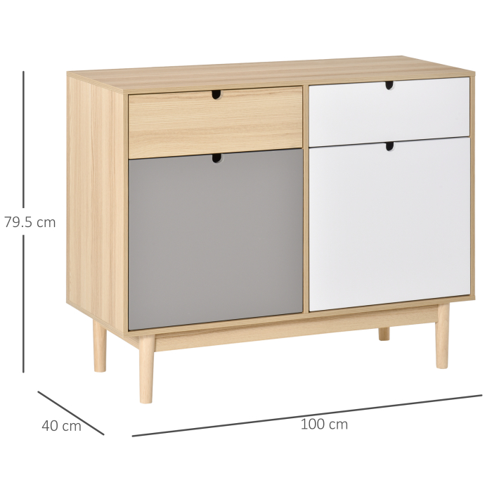  Dulapior Multifunctional Nordic - 2 Usi & Sertare 100×40×79,5 cm [3]