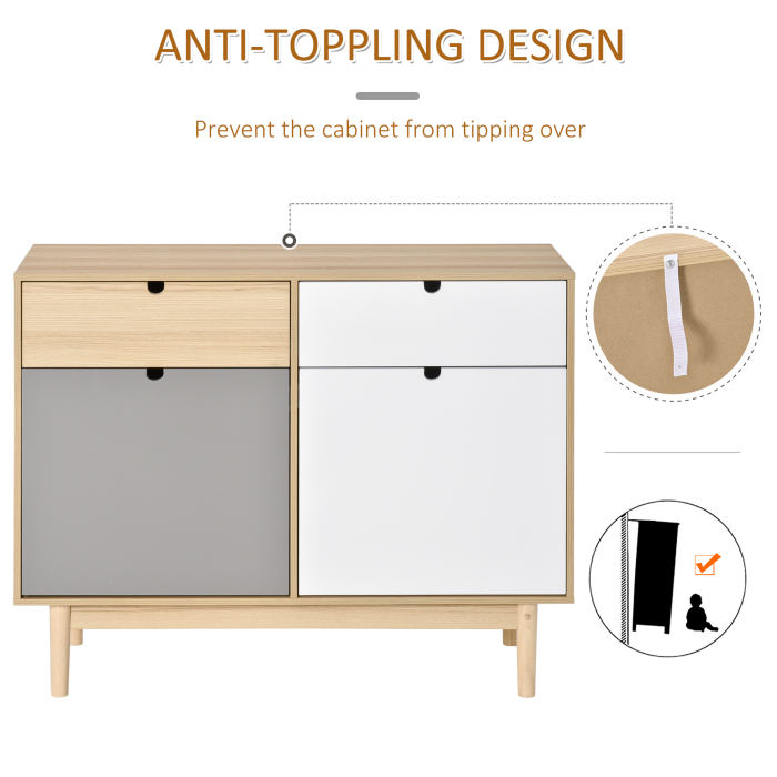  Dulapior Multifunctional Nordic - 2 Usi & Sertare 100×40×79,5 cm [6]