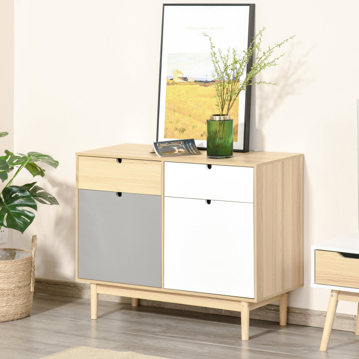  Dulapior Multifunctional Nordic - 2 Usi & Sertare 100×40×79,5 cm [2]