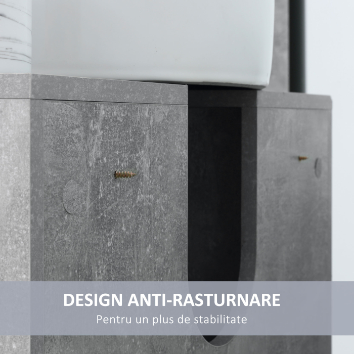  Dulapior Subchiuveta cu Decupare in forma de U si 6 Etajere din Lemn, 60x30x68cm - Alb/Gri [6]