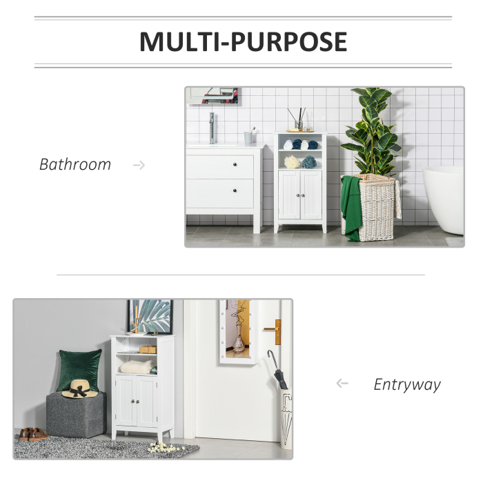  Dulpa pentru Baie cu Rafturi Reglabile si 2 Usi din Lemn, Alb 50x30x93cm [7]