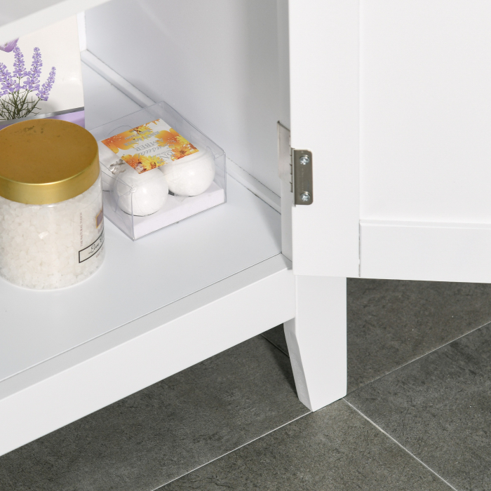  Dulpa pentru Baie cu Rafturi Reglabile si 2 Usi din Lemn, Alb 50x30x93cm [8]