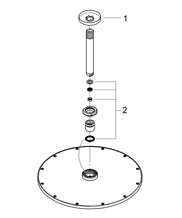 Dus fix Grohe 26067A00, Rainshower Cosmopolitan 310, 1/2'', montare pe tavan, 310 mm, 1 pulverizare, anti-calcar [3]