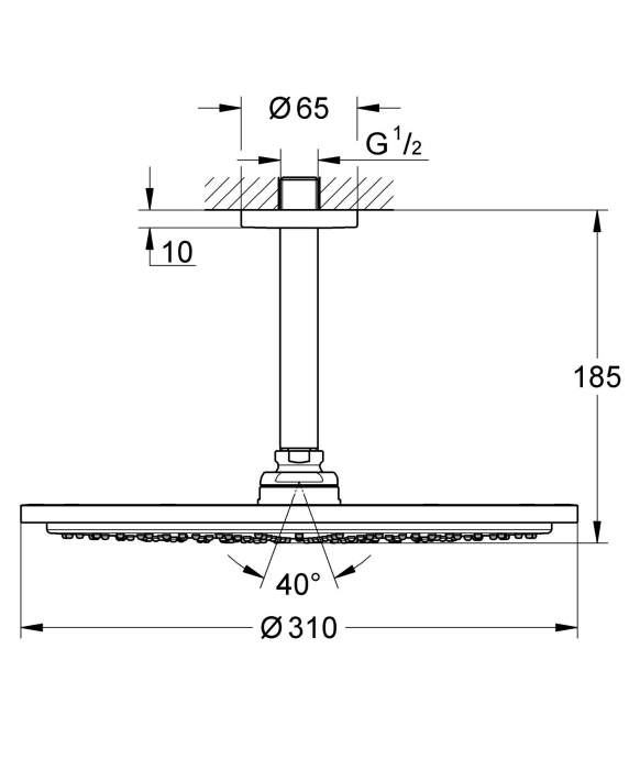 Dus fix Grohe 26067DA0, Rainshower 310, pe tavan, 310 mm, 1 functie, lucios, cupru [2]