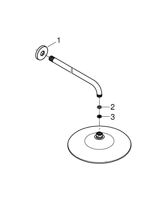Dus fix Grohe 26458000, 260 mm, 1 bar, 380 mm, 3 pulverizari, 1/2 conexiune instalare, pivotant, Crom [7]