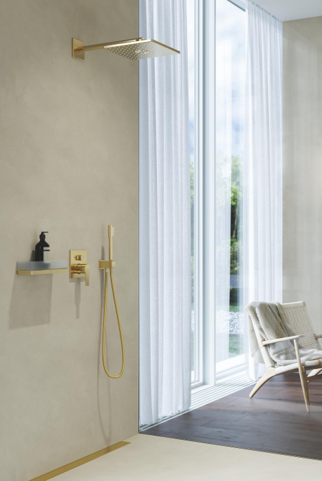 Dus fix Grohe 26479GN0, SmartActive 310 Cube, pe perete, 310 mm, 2 functii, necesita valva, mat, auriu [2]