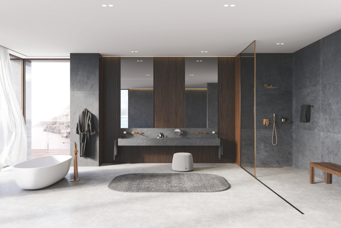 Dus fix Grohe 26564DL0, Rainshower 310 Cube, 1/2'', pe perete, 1 functie, 310 mm, brat, mat, cupru [5]