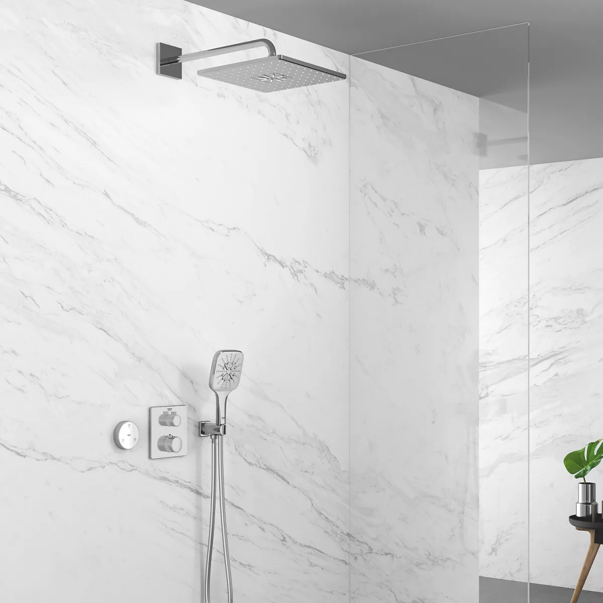 Dus fix Grohe Rainshower SmartConnect 130 Cube , 1/2'', universal, telecomanda Wireless , 310 mm, 2 pulverizari, crom, 26642000 [8]