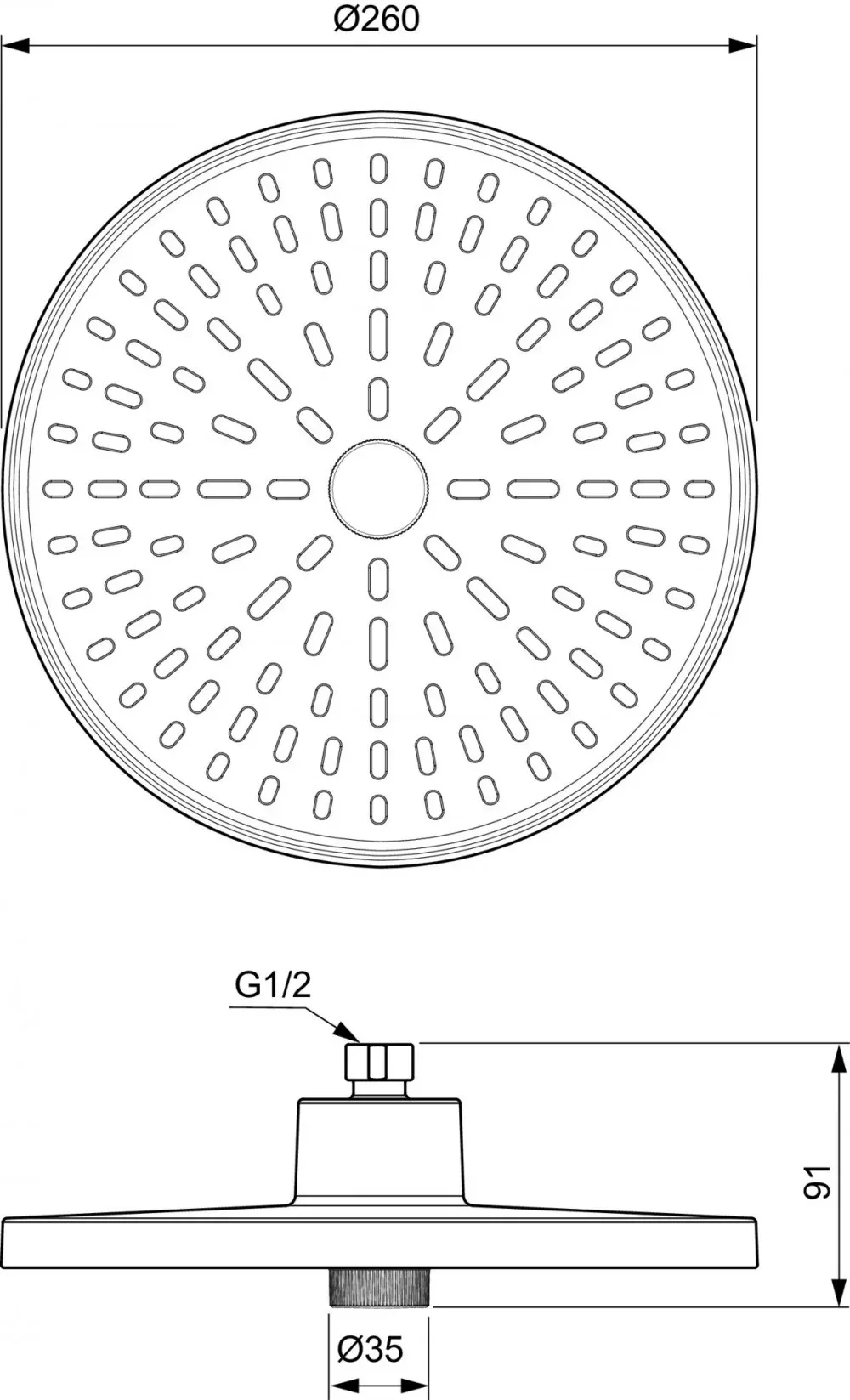 Dus fix Ideal Standard Alu+, pe brat, 260 mm, 1 functie, mat, crom, BD581AA [3]