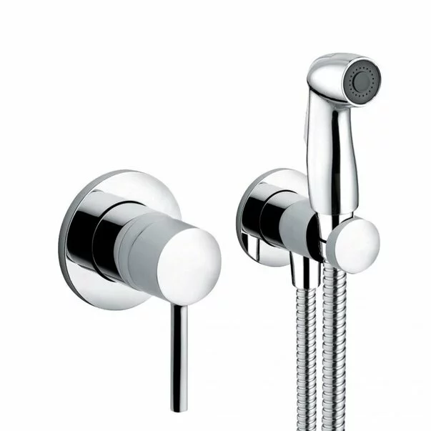 Dus igienic cu baterie Kludi Bozz cu agatatoare, para, furtun si baterie incastrata [1]