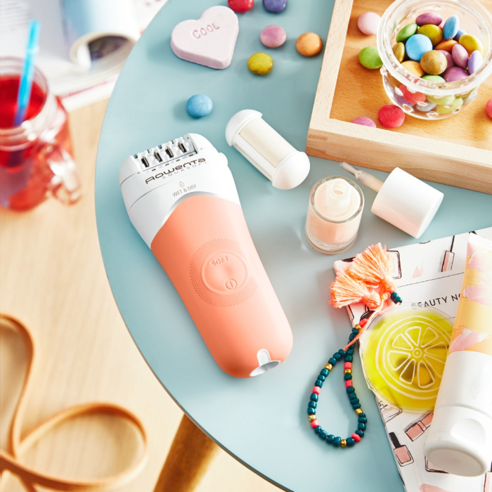 Epilator Rowenta Aqua Soft EP4920F0, 40 min autonomie, Wet&Dry, 4 accesorii, Skin Respect technology, bile pentru masaj, corai [13]
