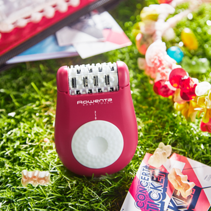 Epilator Rowenta Easy Touch EP1120F1, 2 trepte de viteza, 24 de pensete, sistem de masaj cu bile, accesoriu începatori, roz-închis [2]