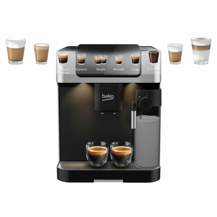 Espressor automat Beko CaffeExperto CEG7304X, 1350 W, Presiune 19 bar, Capacitate 2 l, Cafea boabe, Recipient lapte, Negru [2]