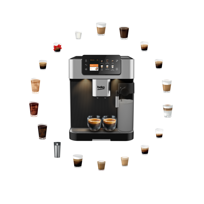 Espressor automat BEKO CaffeExperto CEG7348X, 2l, 1350W, 19 bar, 18 bauturi, 13 setari de macinare GrindPro, control din aplicatie, aroma perfecta cu BrewSense, Negru/Argintiu [11]