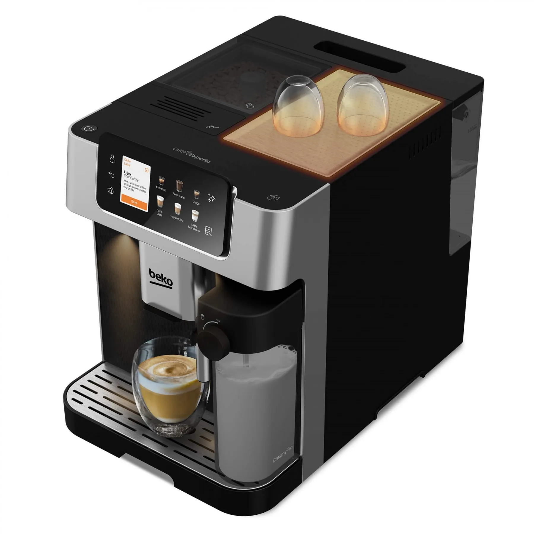 RESIGILAT Espressor automat BEKO CaffeExperto CEG7348X, 2l, 1350W, 19 bar, 18 bauturi, 13 setari de macinare GrindPro, control din aplicatie, aroma perfecta cu BrewSense, Negru/Argintiu [5]