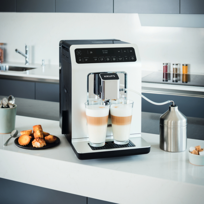Espressor automat Krups Evidence EA891C10, 1450W, 15 bari, rezervor boabe 260g, rezervor apa 2.3L, rasnita 3 nivele, alb - negru [8]