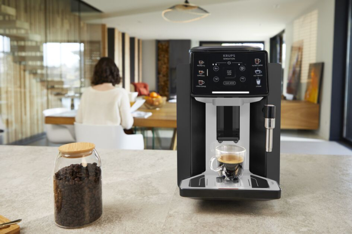Espressor automat Krups Sensation EA910A10, 5 retete, presiune 15 bari, 1450 W, Sistem Thermoblock Compact, negru & argintiu [6]