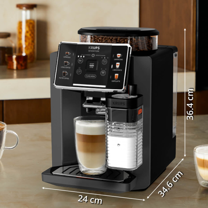 Espressor automat Krups Sensation Milk EA912HF0, 1450W, 15 bari, 6 retete, 5 trepte rasnita, rezervor cafea 260g, rezervor apa detasabil 1.7L, 3 trept [8]