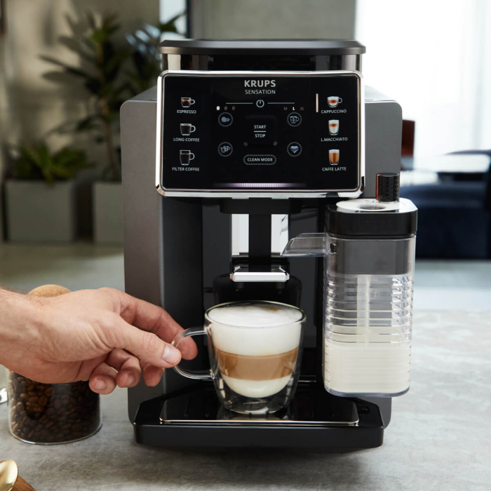 Espressor automat Krups Sensation Milk EA912HF0, 1450W, 15 bari, 6 retete, 5 trepte rasnita, rezervor cafea 260g, rezervor apa detasabil 1.7L, 3 trept [9]