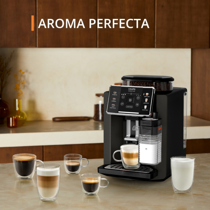 Espressor automat Krups Sensation Milk M50 EA912910, 1450W, 15 bari, 6 retete, ecran tactil, 260g, 1.7l, 3 trepte temperatura, rasnita 5 nivele, [5]