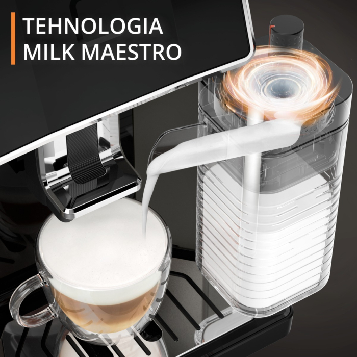 Espressor automat Krups Sensation Milk M50 EA912910, 1450W, 15 bari, 6 retete, ecran tactil, 260g, 1.7l, 3 trepte temperatura, rasnita 5 nivele, [7]
