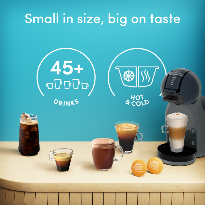 Espressor cu capsule Krups NESCAFÉ® Dolce Gusto® Mini Me 2 KP143BF0, 1600 W, 15 bari presiune, rezervor apa 0.8 L, oprire automata, gri & albastru [4]