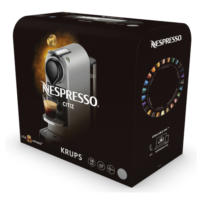 Espressor cu capsule Nespresso Krups CitiZ XN741B10, 1260W, 19 bari, recipient apa detasabil 1l, oprire automata, argintiu [9]