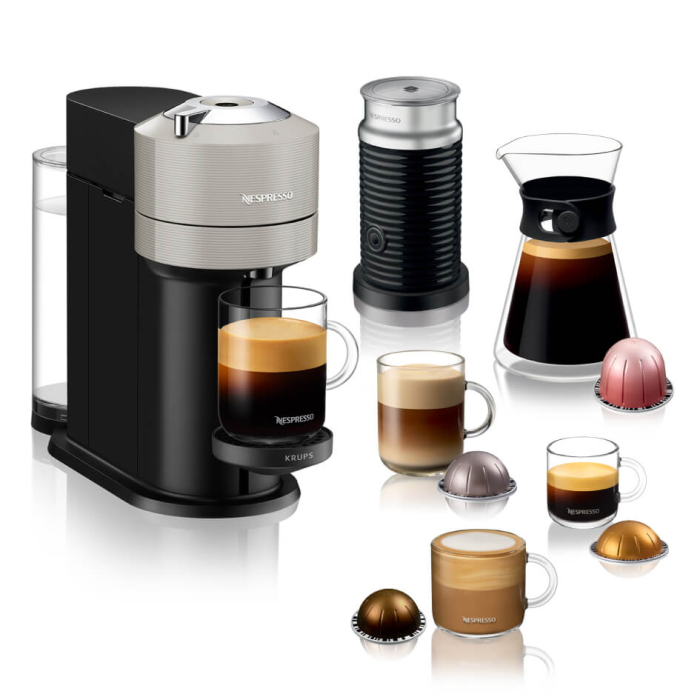 Espressor cu capsule Nespresso Vertuo Next by Krups XN911B10 + Aeroccino, 1500 W, 1.1 L, 12 capsule cadou, gri deschis & negru [4]