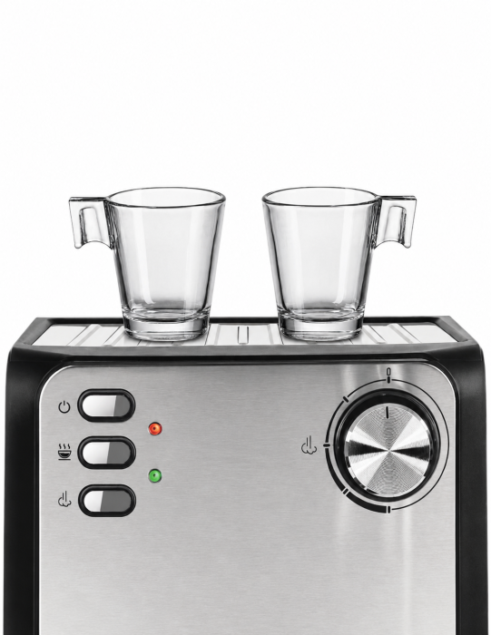 Espressor de cafea HAEGER SUPER ESPRESSO, Presiune 20 bar (pompa ULKA Italia), Cafea macinata si capsule, 1.6L, Extractie intensa cu aroma bogata, Incalzire cesti, Argintiu [5]