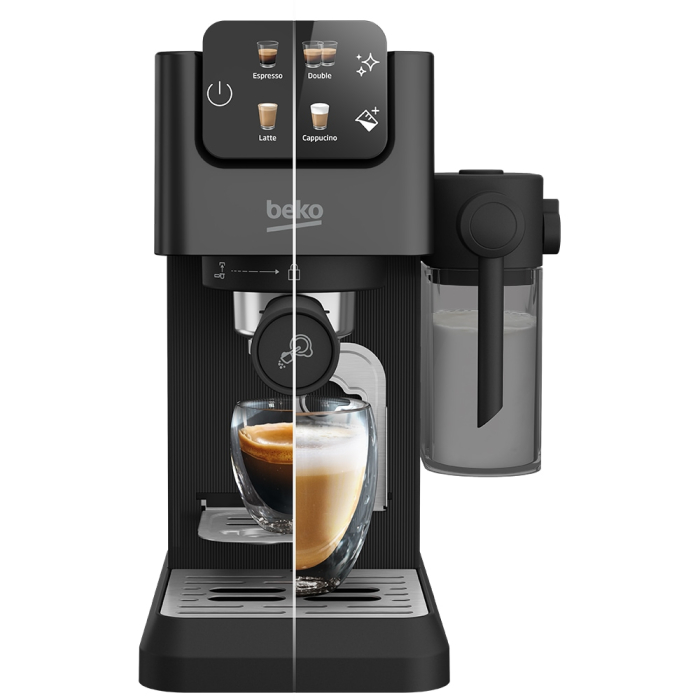 Espressor Manual 3in1 BEKO CEP5464DX, 1.1l, 1600W, 20 Bar, Sistem Cappuccino, Cafea macinata, Capsule sau Paduri, Negru [3]