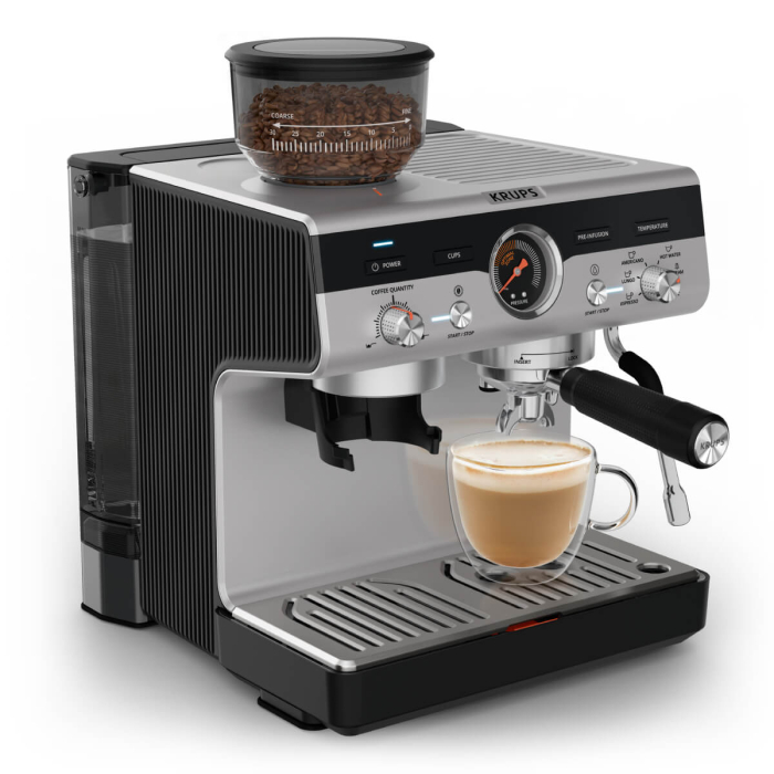 Espressor manual cu rasnita Krups Precision XP801T10, 15 bari, rezervor apa 3.5 L, 30 trepte de rasnire, 3 trepte temperatura, 3 trepte pre-infuzare,  [4]